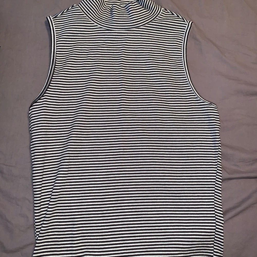 White and Black Striped crop top